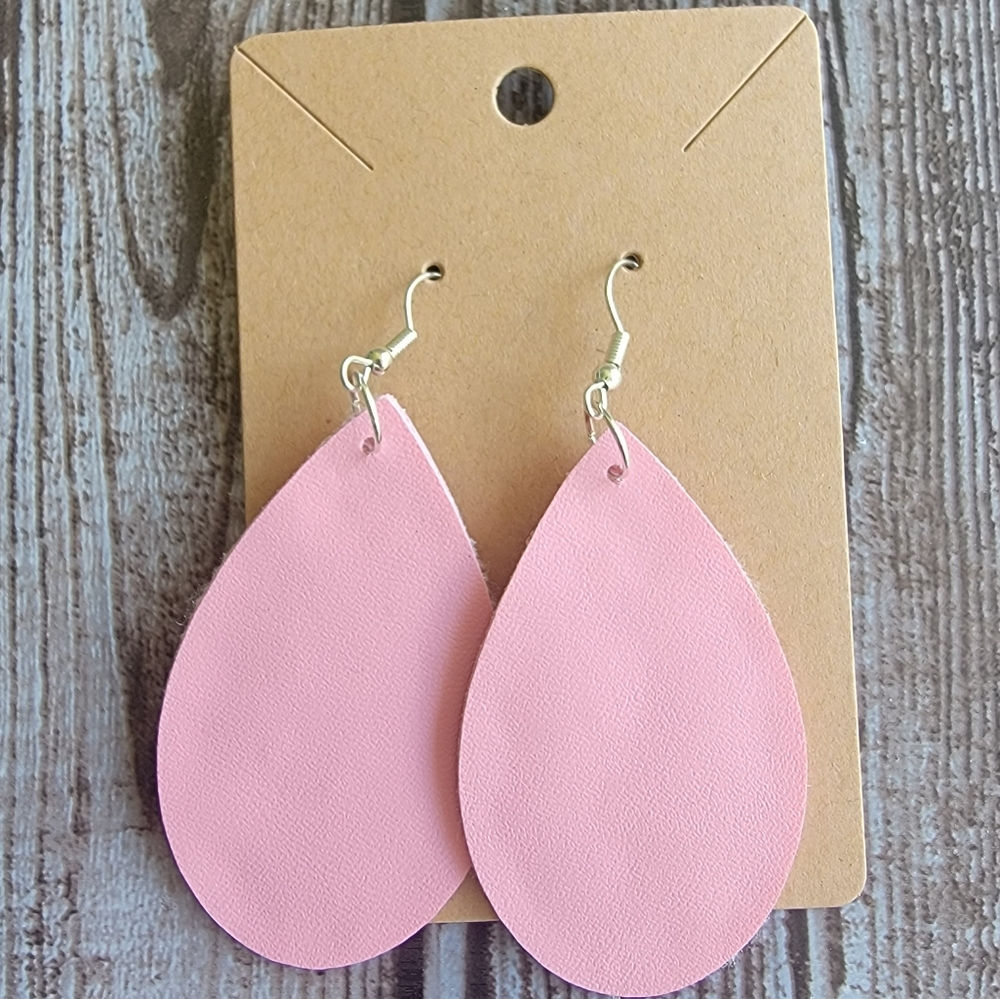 Pink Faux Leather Earrings